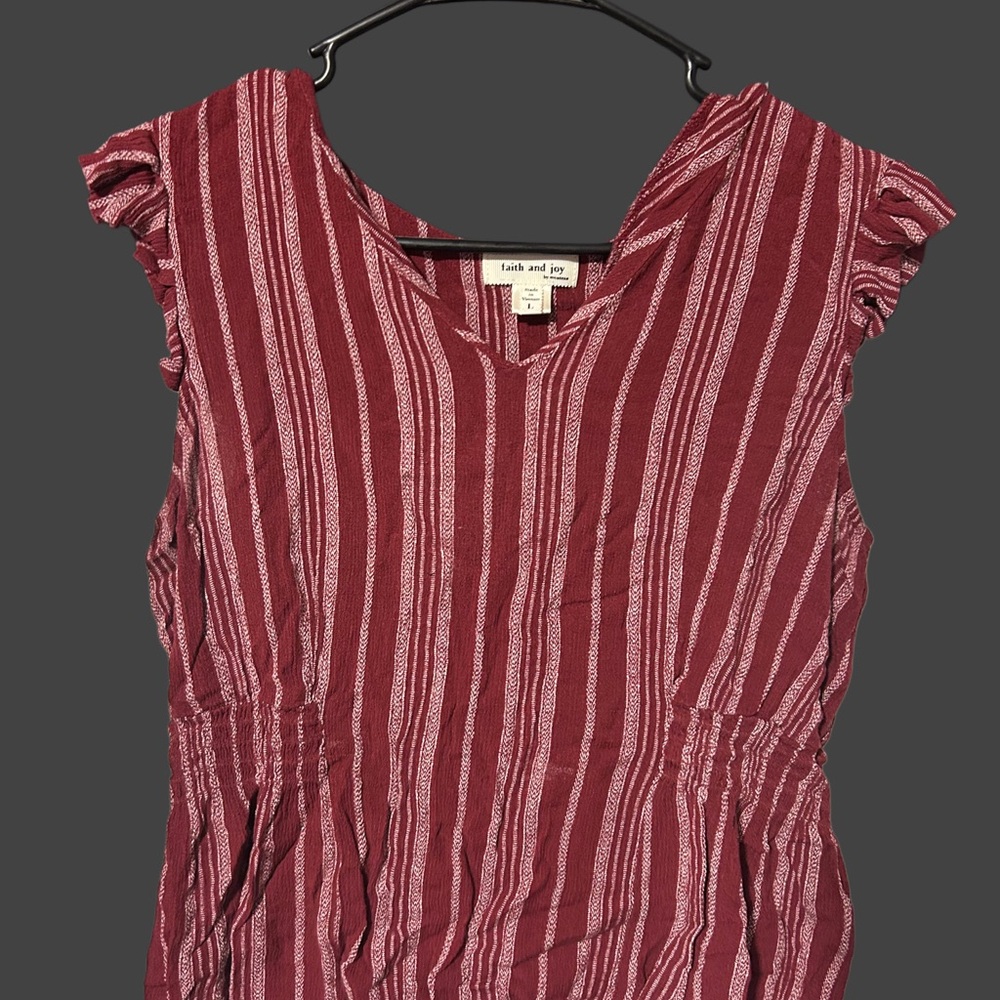 Faith and Joy Red Striped Cap Sleeve Blouse